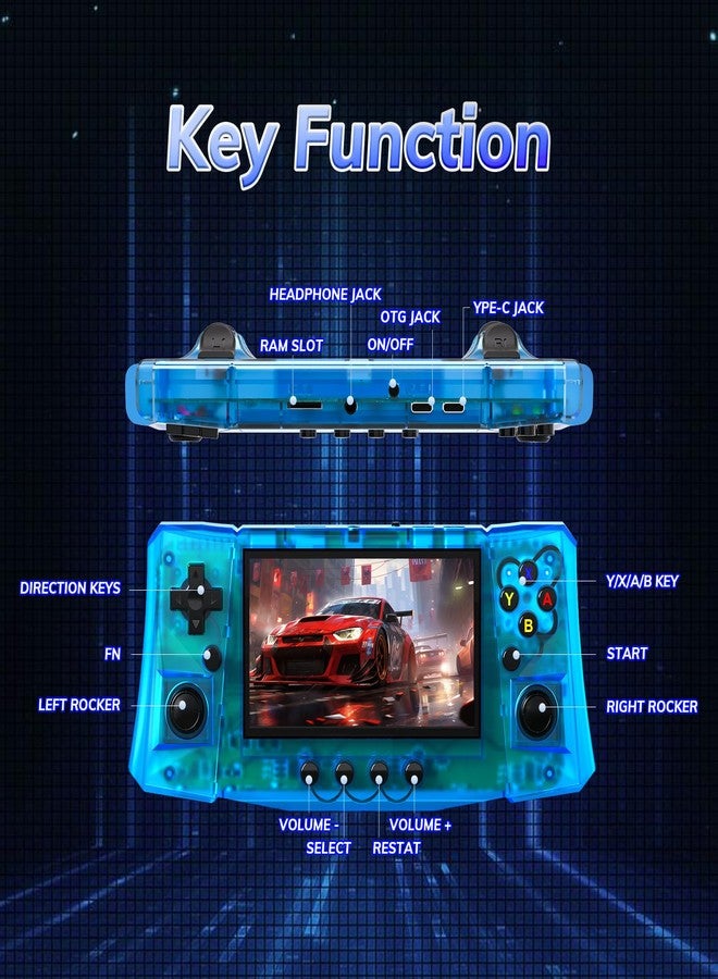 FVBADE[50000 in 1] R50S Ultra Handheld Game Console 4.5 inch IPS Screen Mini Retro Console 4000mAh Portable Pocket Arcade 45+ Mainstream Emulator 256G TF Card Transparent.(Red) - Image 3